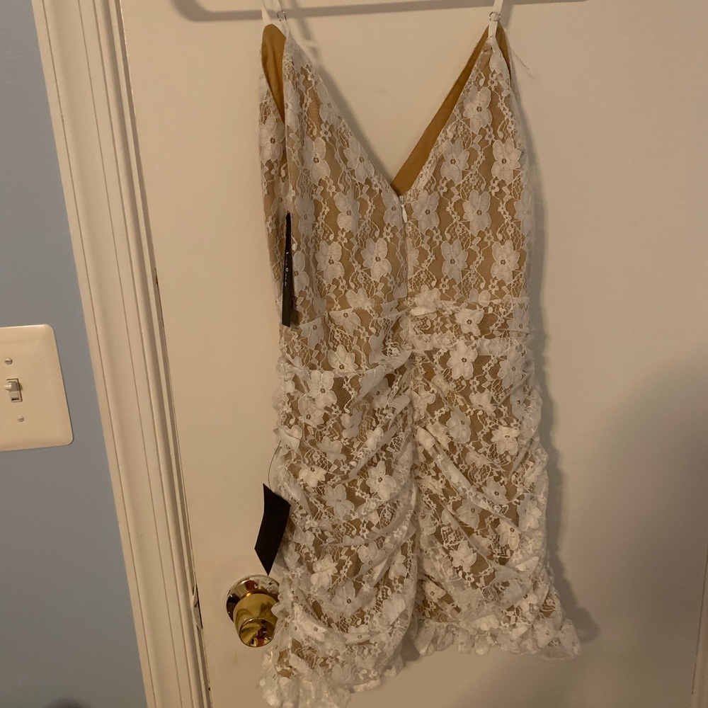 Lulus Rutched Cream Dress - Picture 2 of 2